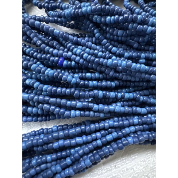 Chicos Blue Seed Bead Silver Tone 16" Long Layered Statement Necklace NEW - Picture 4 of 14
